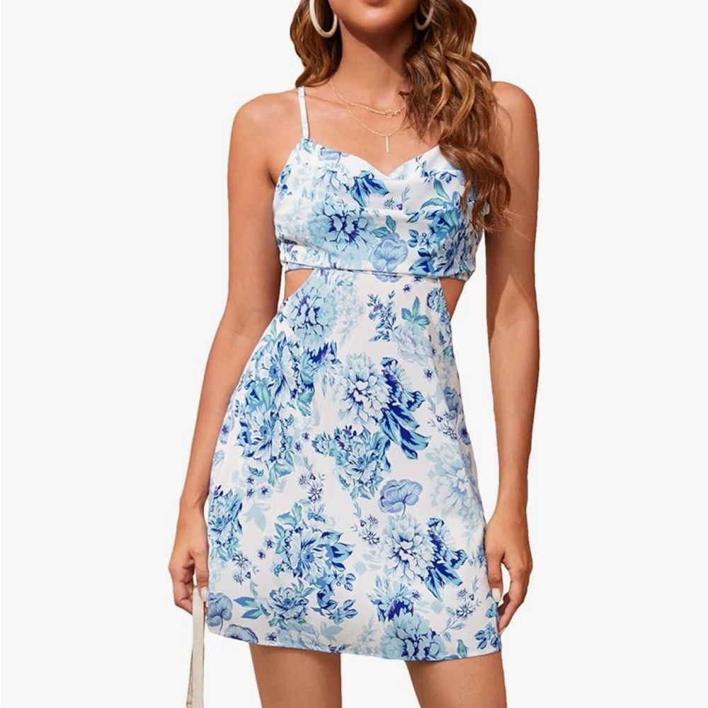Floral Blue and White Women's Dress
